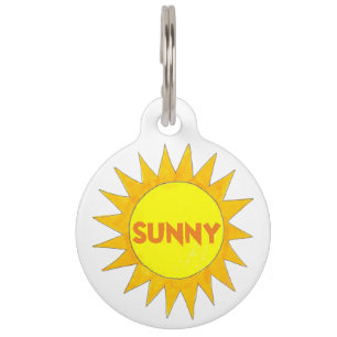 Sunny Personalized Yellow Summer Sun Sunshine Pet Tag