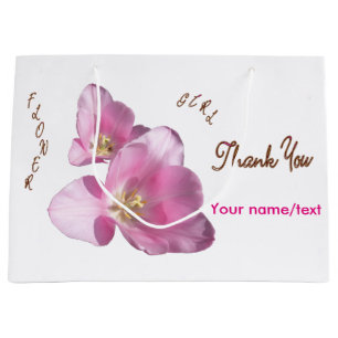Sunny Pink Tulips Flower Girl Thank You Gift Bag