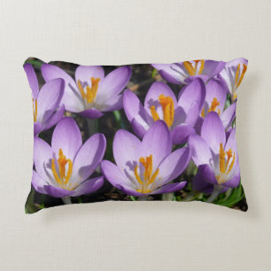 Sunny Purple Crocuses Accent Pillow
