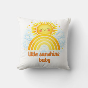 Sunny Rainbow Baby Nursery Illustration Throw Pillow