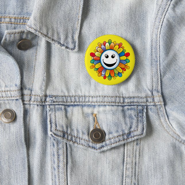 Sunny Ray Flower 2 Inch Round Button (In Situ)