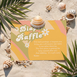 Sunny Retro Groovy Boy Diaper Raffle Shower Enclosure Card