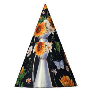 Sunny Rustic Watercolor Sunflowers Pattern Party Hat
