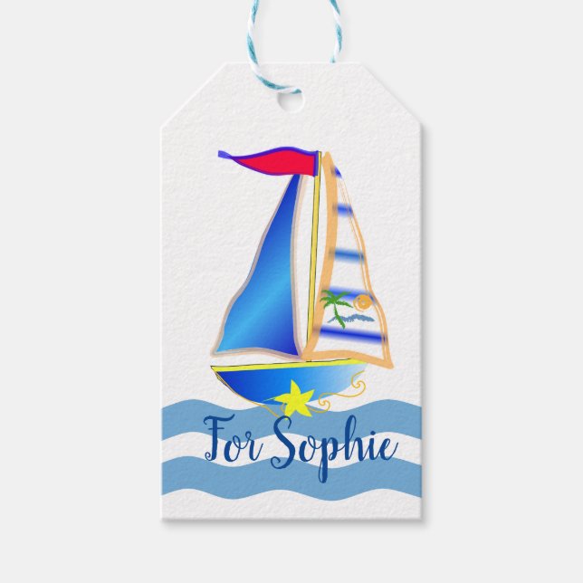 Sunny Sailing Day Custom Gift Tags (Front)