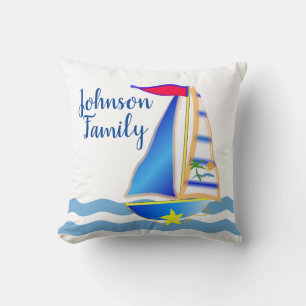 Sunny Sailing Day Custom Throw Pillow