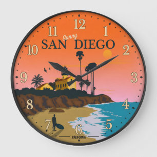 Sunny San Diego California Coastal Large Clock