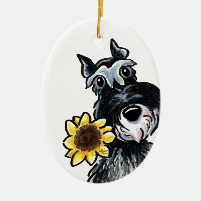 Sunny Schnauzer Classic Personalized Ceramic Ornament (Front)