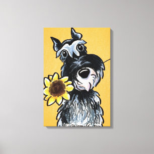 Sunny Schnauzer Sunflower Off-Leash Art™ Drawing Canvas Print
