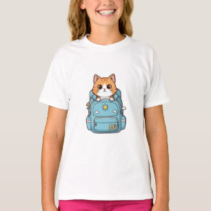 Sunny School Backpack Cat Kids T-Shirt