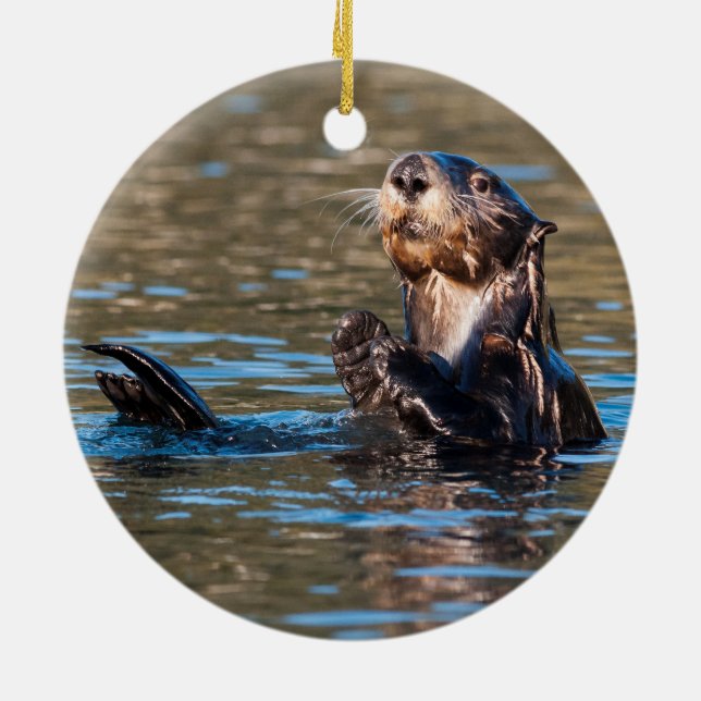 Sunny Sea Otter Ceramic Ornament (Back)