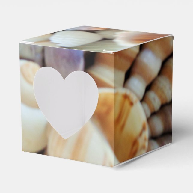 Sunny Seashells Favour Box, Summer Beach Wedding Favor Box (Front Side)