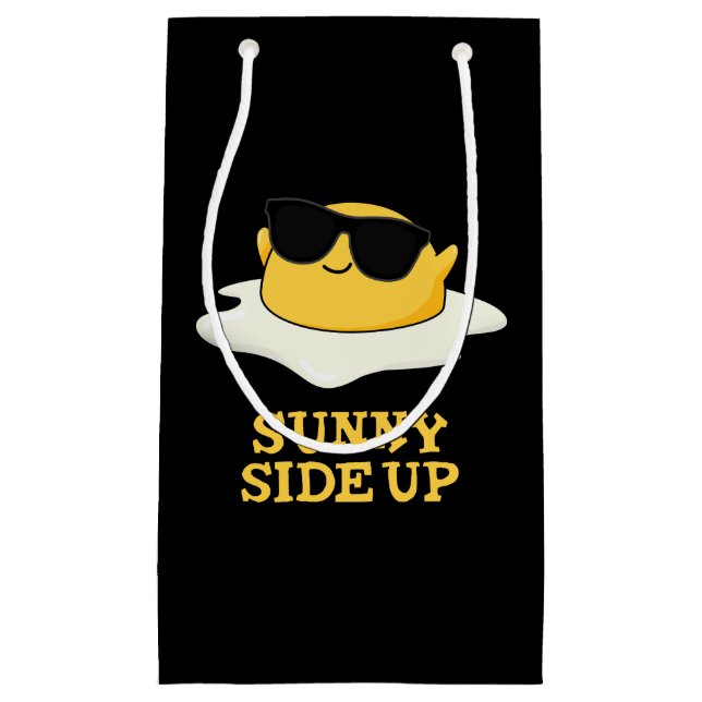 Sunny Side Up Funny Fried Egg Pun Dark BG Small Gift Bag (Front)