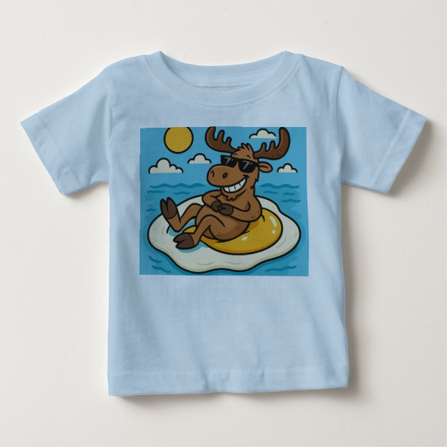 Sunny Side Up Moose–Eggcellent Summer Tee for Kids (Front)