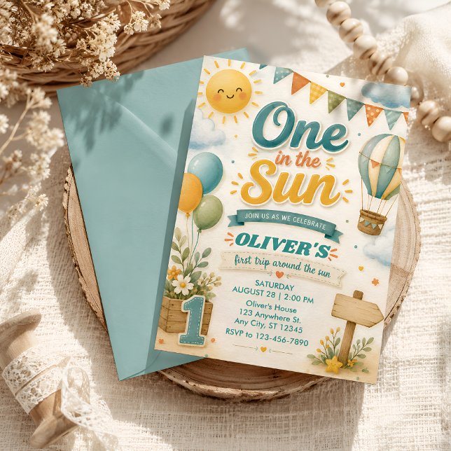 Sunny Skies Adventure First Birthday Invitation (Creator Uploaded)