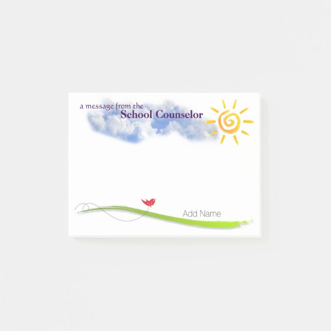 Sunny Skies Custom School Counsellor Post-it Notes (Front)
