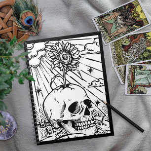 Sunny Skull Sunflower Black & White Gothic Notebook