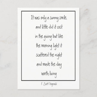 Sunny Smile Inspirational Poem F. Scott Fitzgerald Postcard