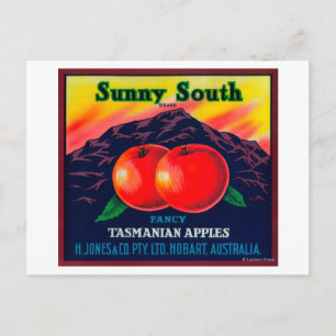 Sunny South Apple LabelHobart, Australia Postcard