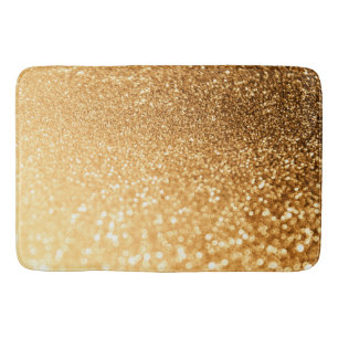 Sunny Sparkle Yellow Luxury Trendy Gold Glitter Bath Mat