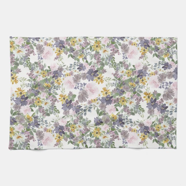 Sunny Spring Floral Kitchen Towel (Horizontal)