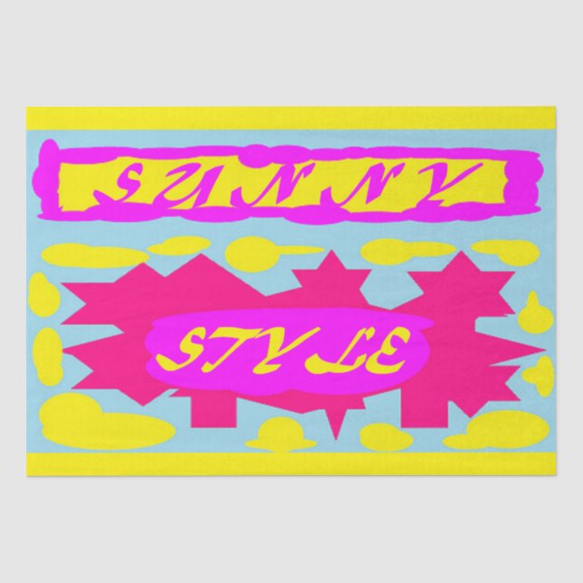 SUNNY STYLE DESIGN PINK LEMON BLUE TISSUE PAPER (Front)