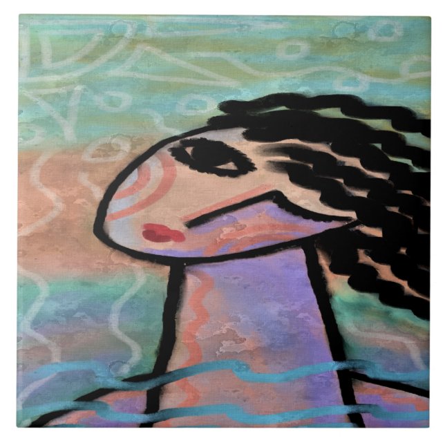 Sunny Summer Day Abstract Digital Painting Tile (Front)