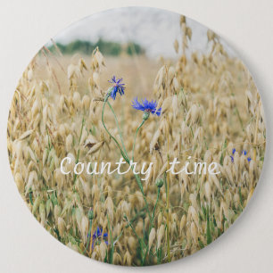 Sunny summer fields 6 inch round button