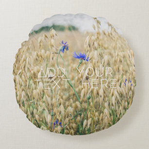 Sunny summer fields round pillow