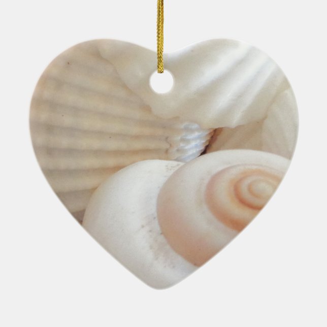 Sunny Summer Seashells Collection Ceramic Ornament (Back)