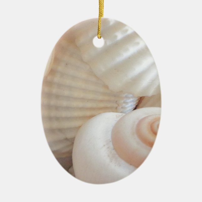 Sunny Summer Seashells Collection Ceramic Ornament (Front)