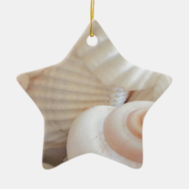 Sunny Summer Seashells Collection Ceramic Ornament (Front)
