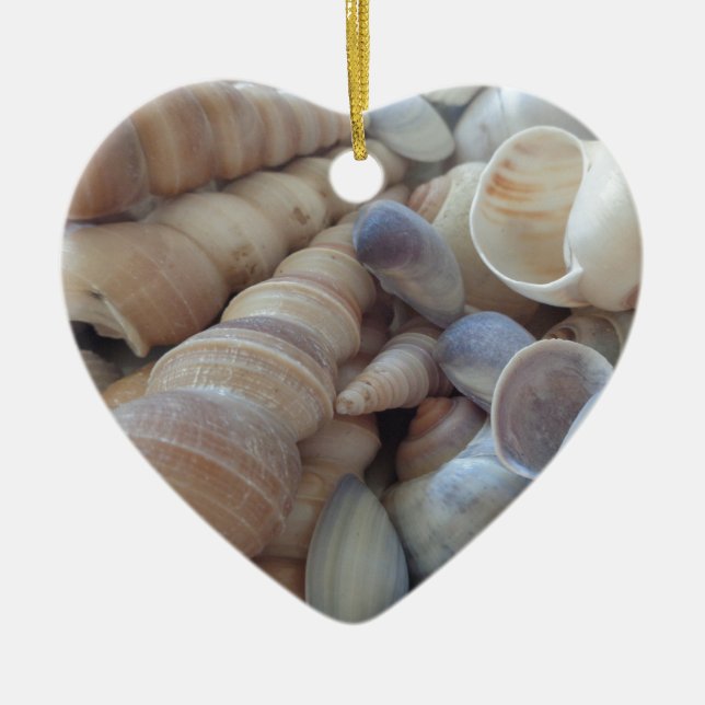 Sunny Summer Seashells. Romantic, Exotic Tropical Ceramic Ornament (Front)