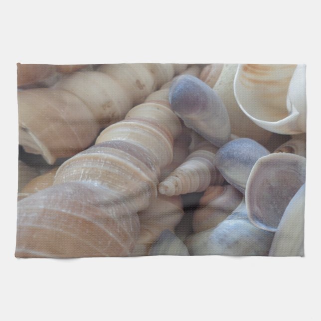 Sunny Summer Seashells. Romantic, Exotic Tropical Kitchen Towel (Horizontal)
