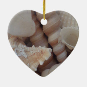 Sunny Summer Seashells, Sea Shell Beach Love Ceramic Ornament