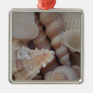 Sunny Summer Seashells, Sea Shell Beach Love Metal Ornament
