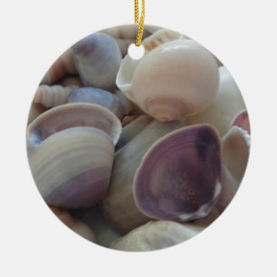 Sunny Summer Seashells, Sea Shell Beach Ocean Ceramic Ornament