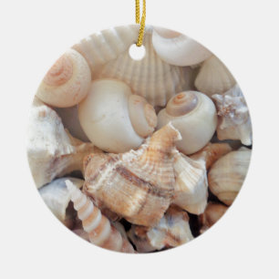 Sunny Summer Seashells, Sea Shells Beach Love Ceramic Ornament
