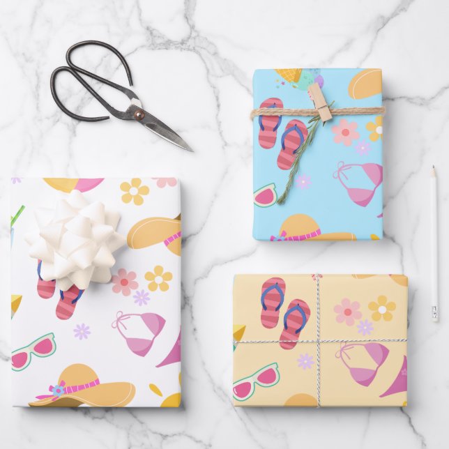 Sunny Summer  Wrapping Paper Sheet (Front)