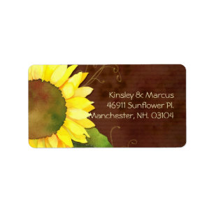 Sunny Sunflower Brown Wedding Return Address Label
