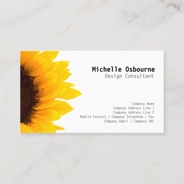 Sunny Sunflower Carte de visite de la nature (Devant)
