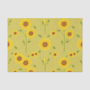 Sunny Sunflower Field Pattern Rustic Olive Green  Tissue Paper