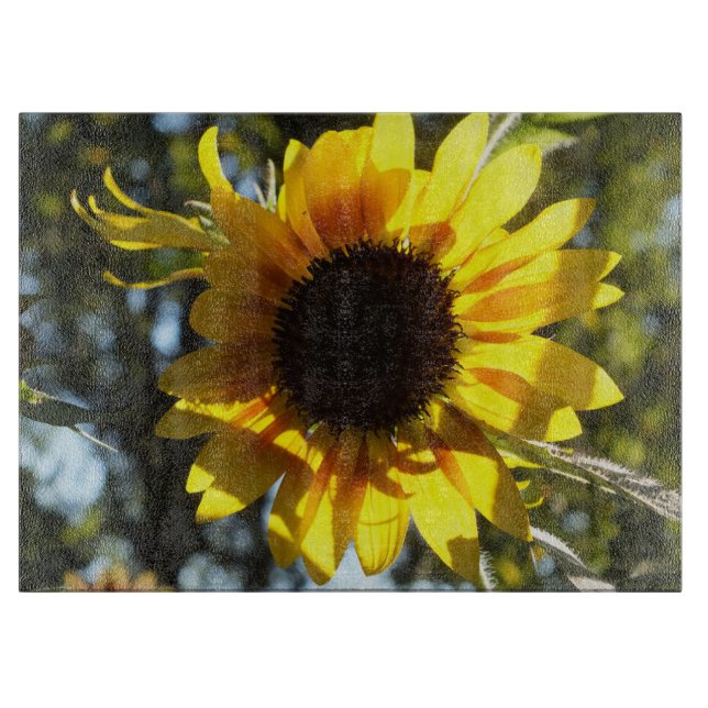 Sunny Sunflower Glass Cutting Board (Front)