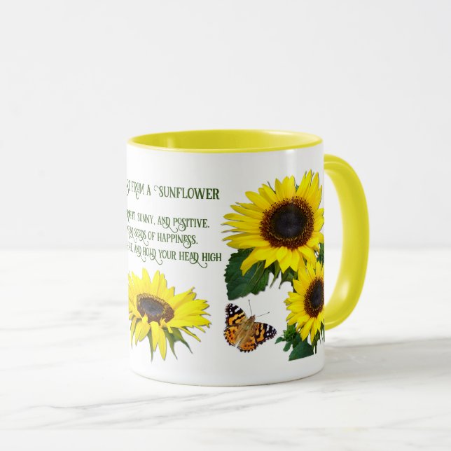 Sunny Sunflower Inspiration citation Mug (Devant droit)