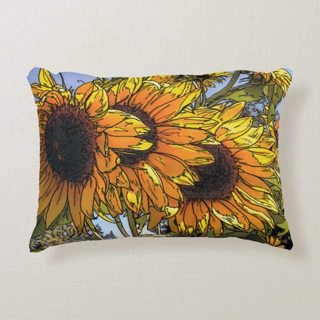 Sunny Sunflower Outdoor pillor Accent Pillow (Front)