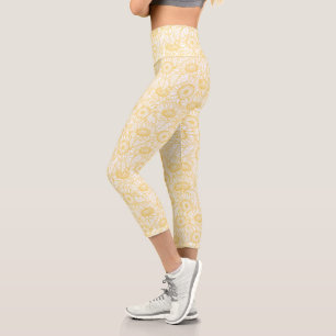 Sunny Sunflower Pattern Capri Leggings