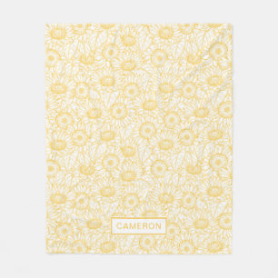 Sunny Sunflower Pattern Fleece Blanket