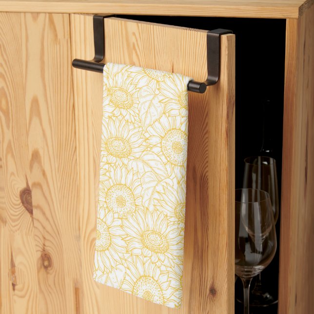 Sunny Sunflower Pattern Kitchen Towel (Thirds Fold)