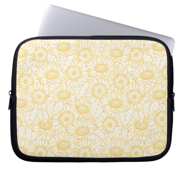 Sunny Sunflower Pattern Laptop Sleeve (Front)