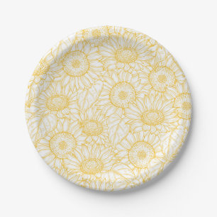 Sunny Sunflower Pattern Paper Plate