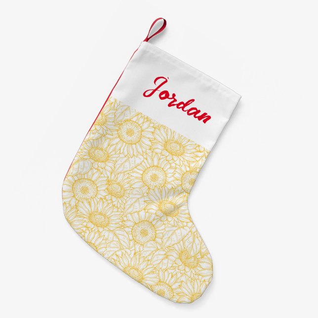 Sunny Sunflower Pattern Small Christmas Stocking (Front (Hanging))